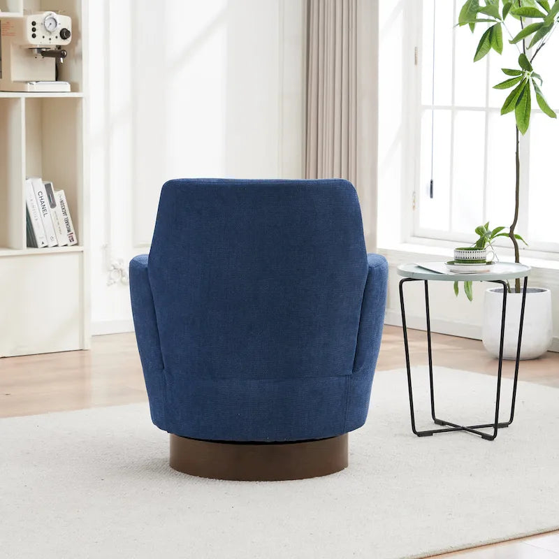 29.3" Upholstered Swivel Barrel Chair with Stainless Steel Base