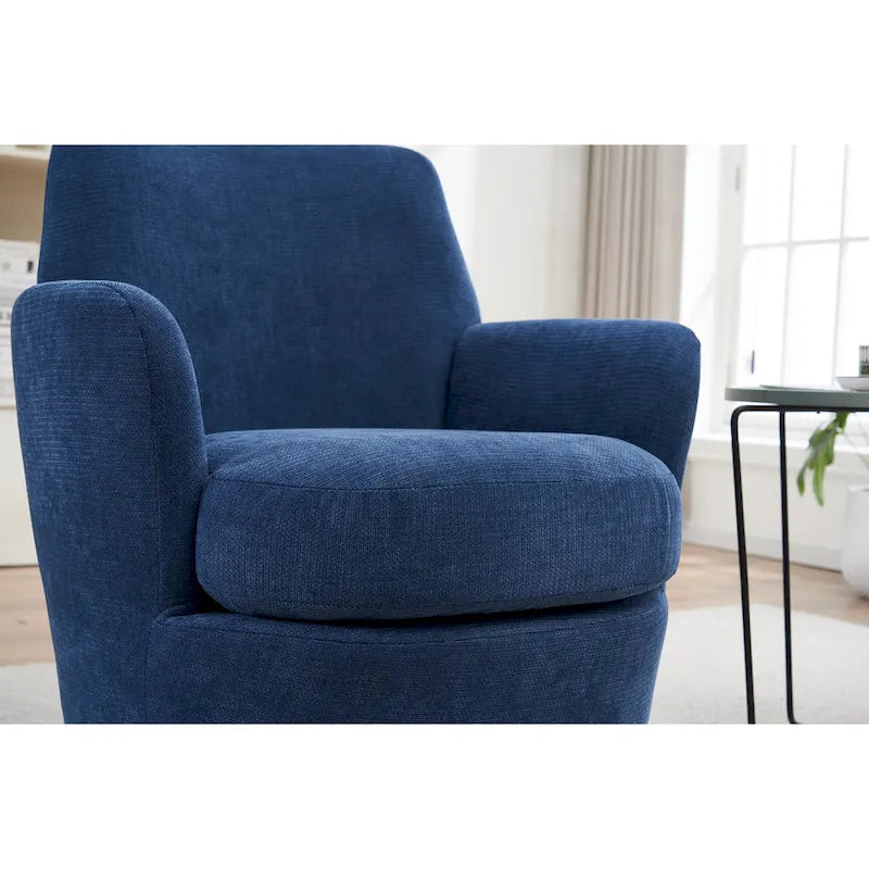 29.3" Upholstered Swivel Barrel Chair with Stainless Steel Base
