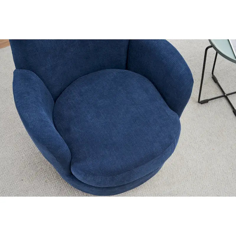 29.3" Upholstered Swivel Barrel Chair with Stainless Steel Base