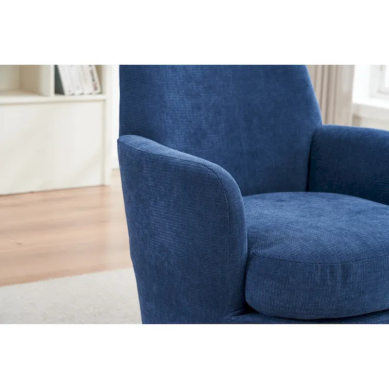 29.3" Upholstered Swivel Barrel Chair with Stainless Steel Base