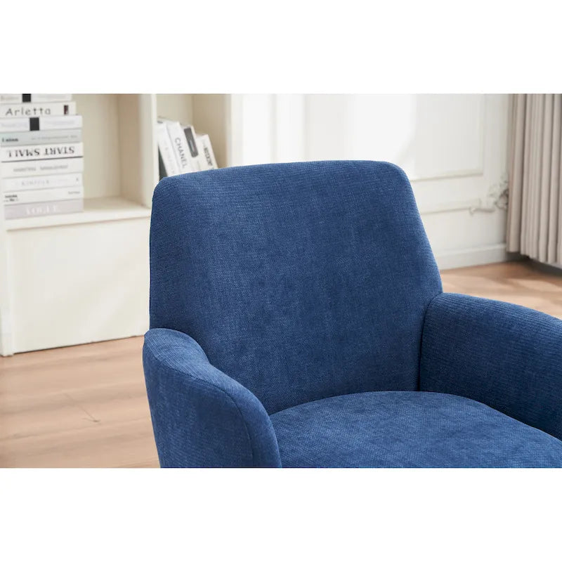 29.3" Upholstered Swivel Barrel Chair with Stainless Steel Base