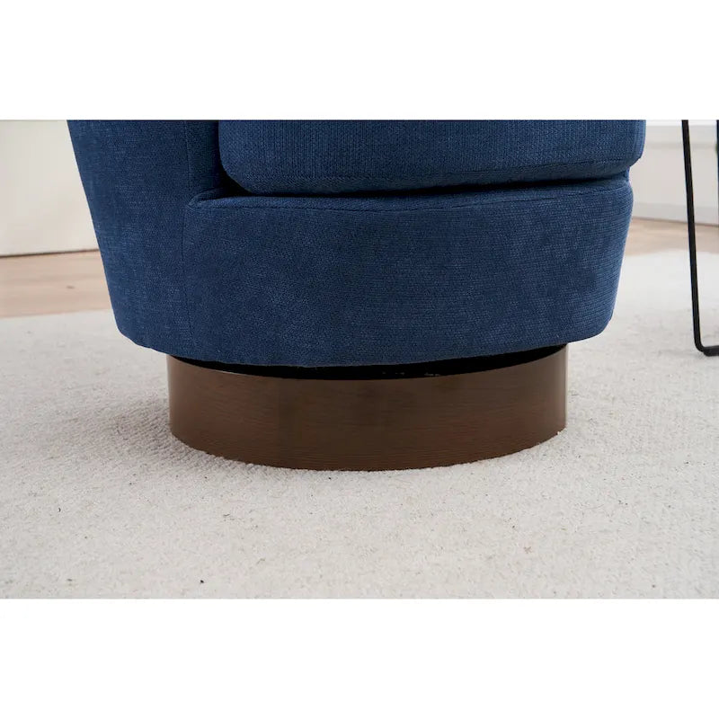 29.3" Upholstered Swivel Barrel Chair with Stainless Steel Base