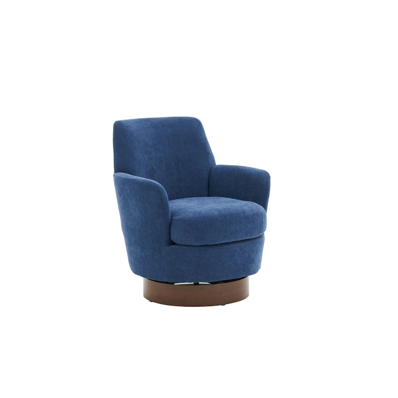 29.3" Upholstered Swivel Barrel Chair with Stainless Steel Base