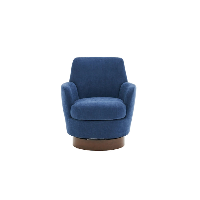 29.3" Upholstered Swivel Barrel Chair with Stainless Steel Base