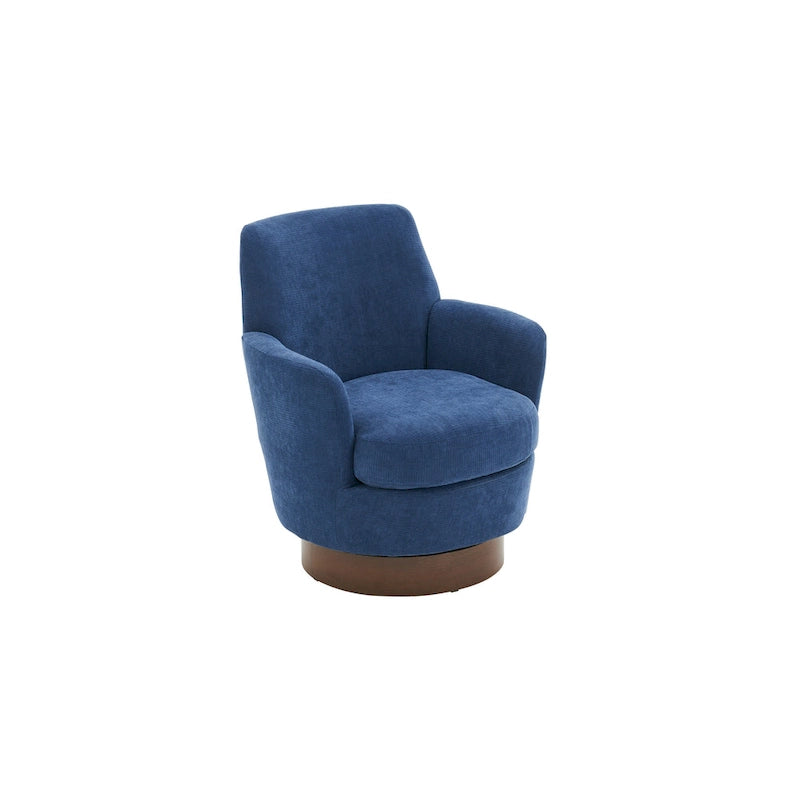 29.3" Upholstered Swivel Barrel Chair with Stainless Steel Base