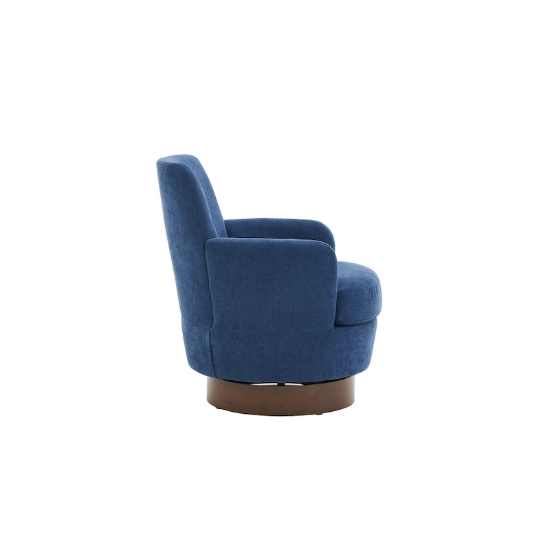 29.3" Upholstered Swivel Barrel Chair with Stainless Steel Base
