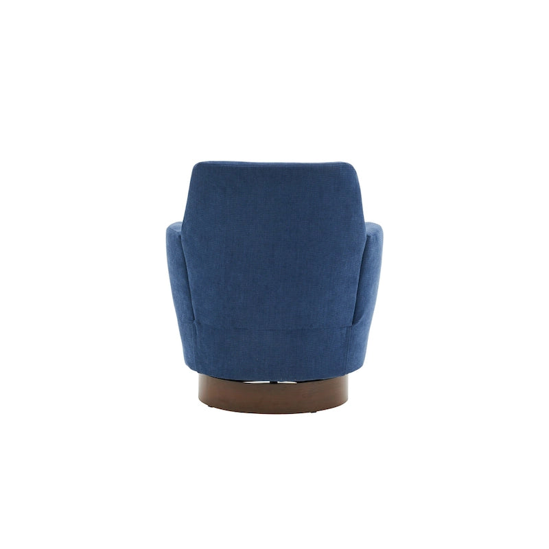 29.3" Upholstered Swivel Barrel Chair with Stainless Steel Base