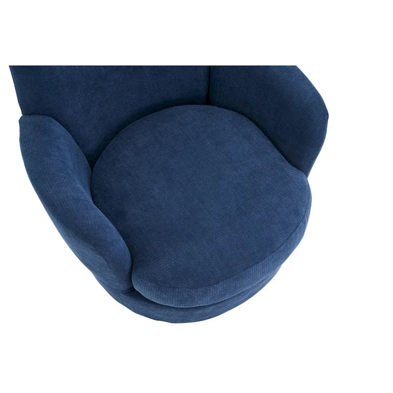 29.3" Upholstered Swivel Barrel Chair with Stainless Steel Base