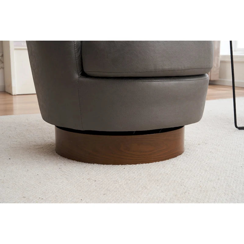 29.3" Upholstered Swivel Barrel Chair with Stainless Steel Base