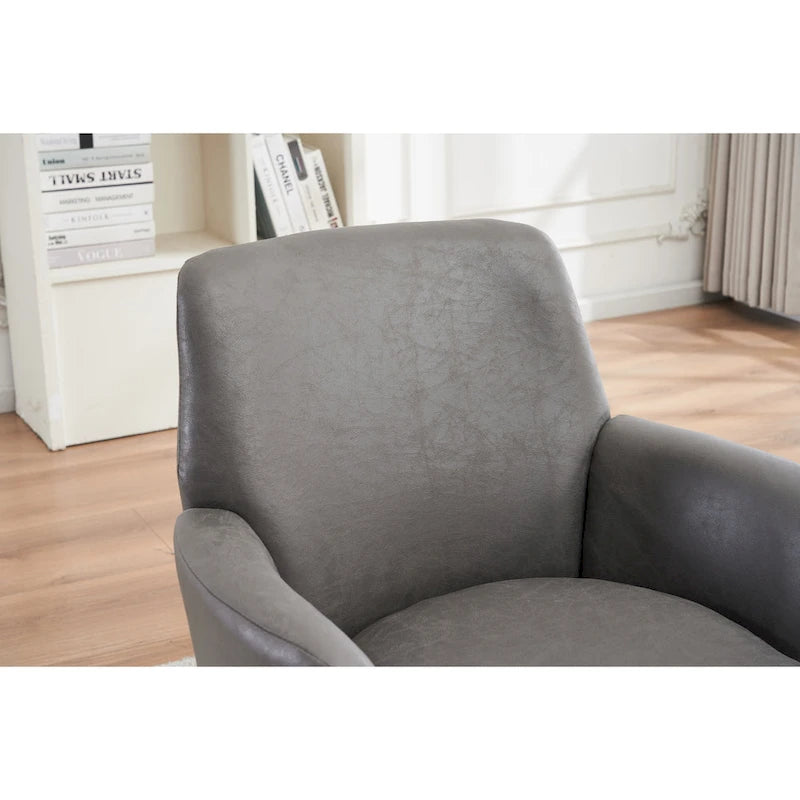 29.3" Upholstered Swivel Barrel Chair with Stainless Steel Base