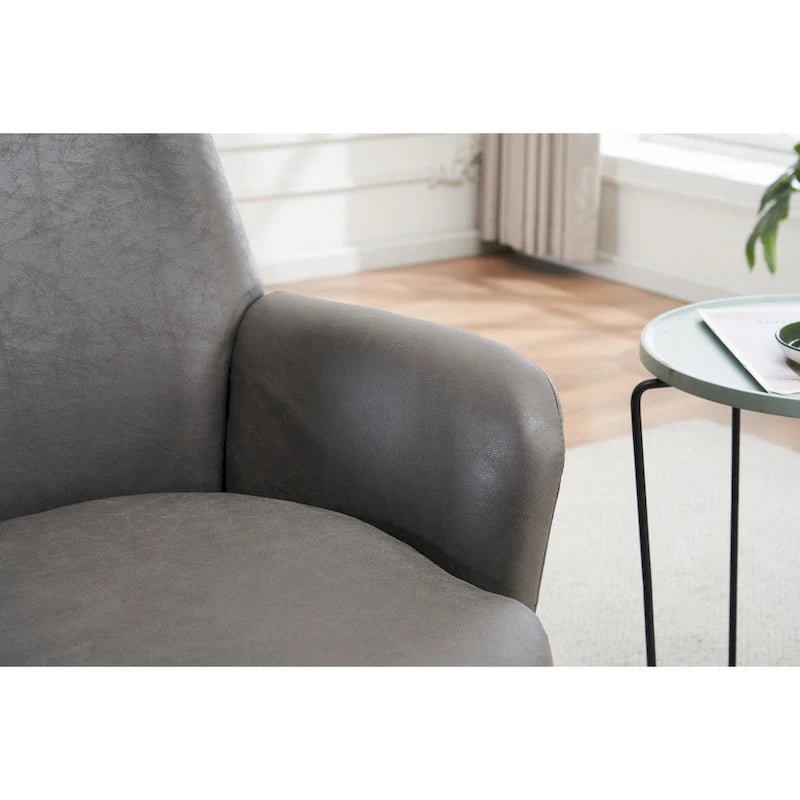 29.3" Upholstered Swivel Barrel Chair with Stainless Steel Base