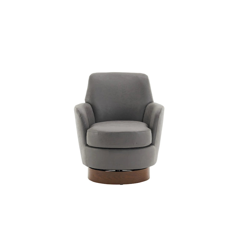 29.3" Upholstered Swivel Barrel Chair with Stainless Steel Base