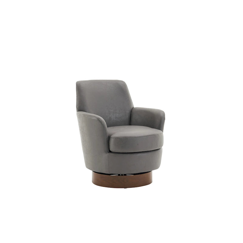 29.3" Upholstered Swivel Barrel Chair with Stainless Steel Base