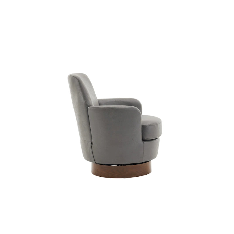 29.3" Upholstered Swivel Barrel Chair with Stainless Steel Base