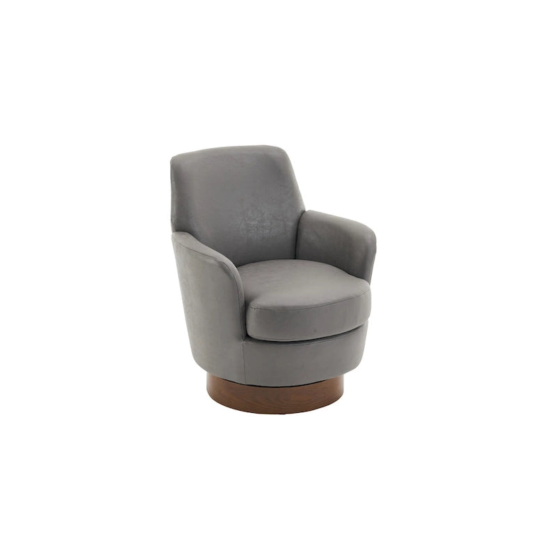 29.3" Upholstered Swivel Barrel Chair with Stainless Steel Base