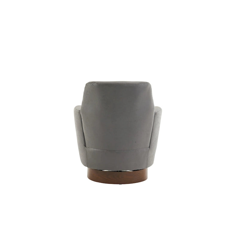 29.3" Upholstered Swivel Barrel Chair with Stainless Steel Base