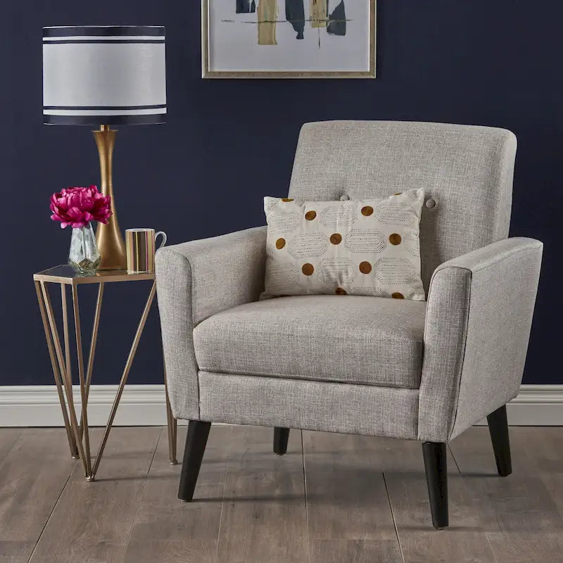 31" Upholstered Button Tufted Club Chair with Rubber Legs