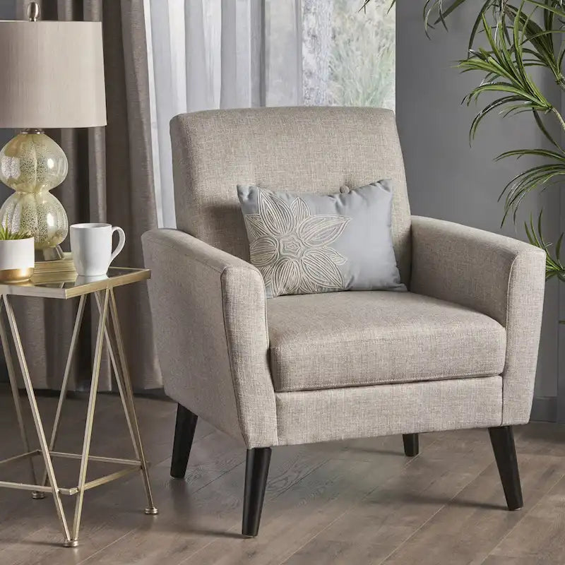 31" Upholstered Button Tufted Club Chair with Rubber Legs