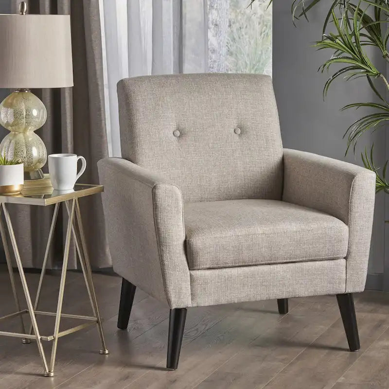 31" Upholstered Button Tufted Club Chair with Rubber Legs