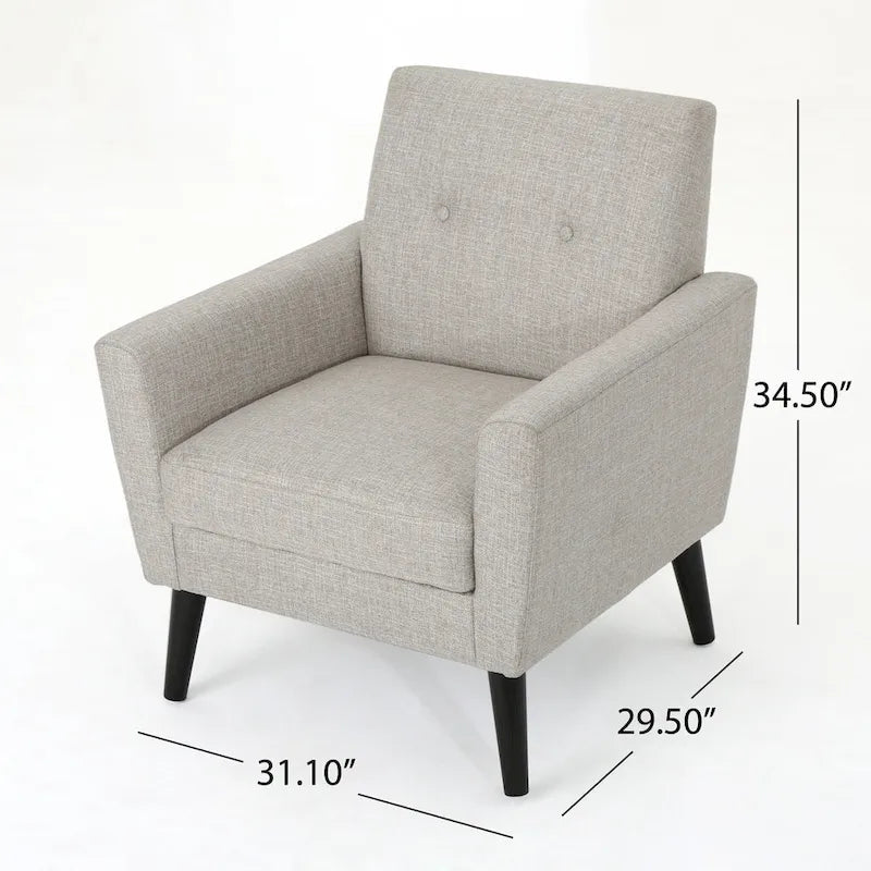 31" Upholstered Button Tufted Club Chair with Rubber Legs