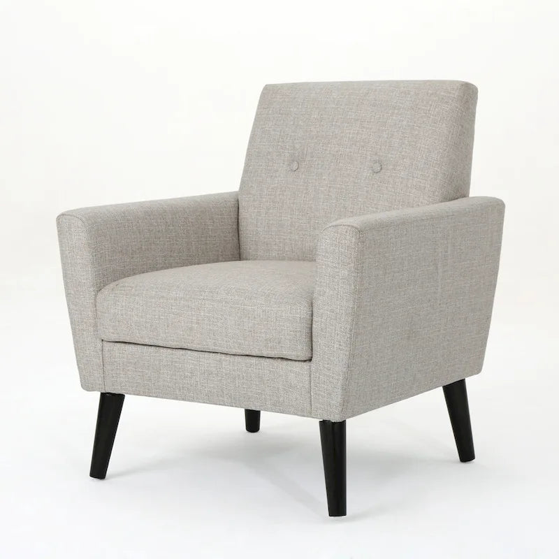 31" Upholstered Button Tufted Club Chair with Rubber Legs