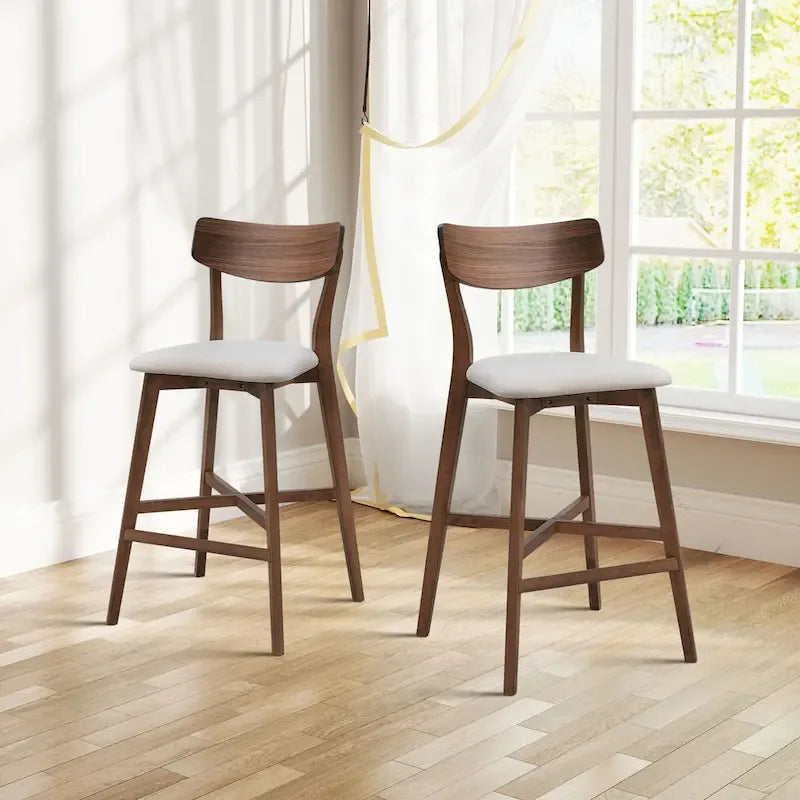 Counter Stools Set of 2, Modern Bar Stools with Backs, Counter Height Bar Stools, Upholstered Counter Chair for Kitchen Island
