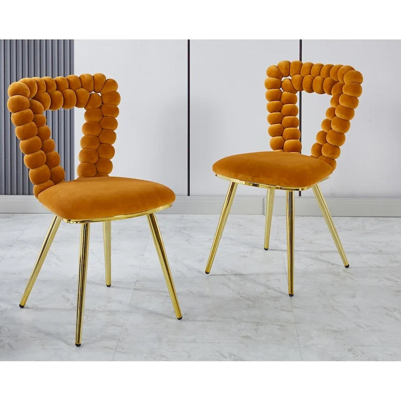 22-Inch Upholstered Accent Chairs with Iron Legs, 2-Piece