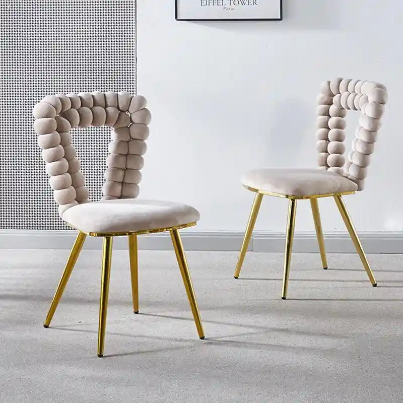 22-Inch Upholstered Accent Chairs with Iron Legs, 2-Piece