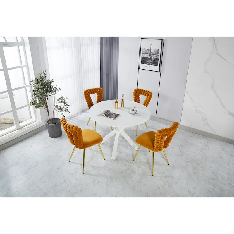 22-Inch Upholstered Accent Chairs with Iron Legs, 2-Piece