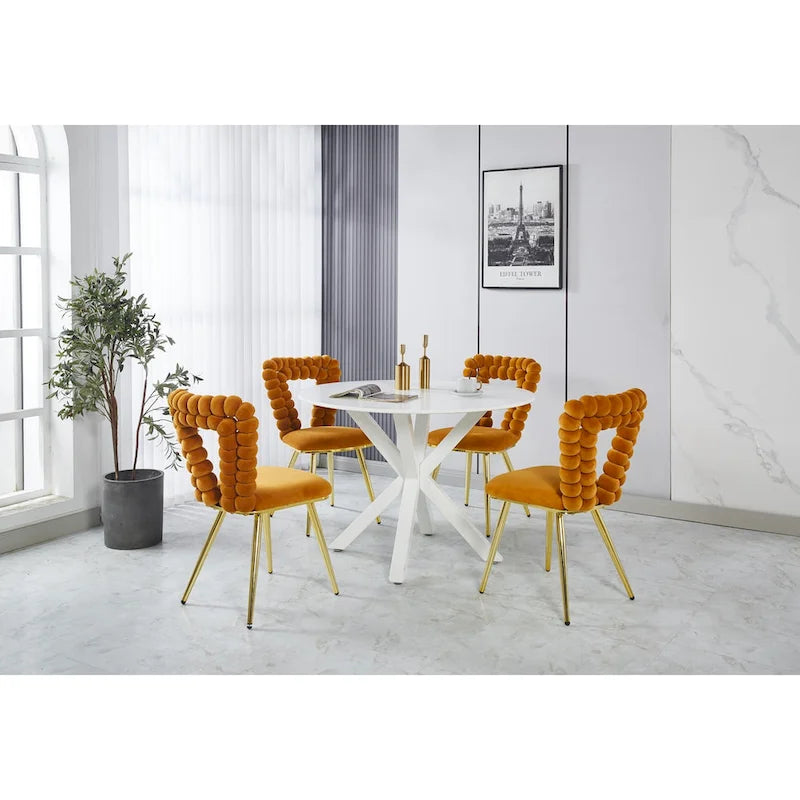 22-Inch Upholstered Accent Chairs with Iron Legs, 2-Piece