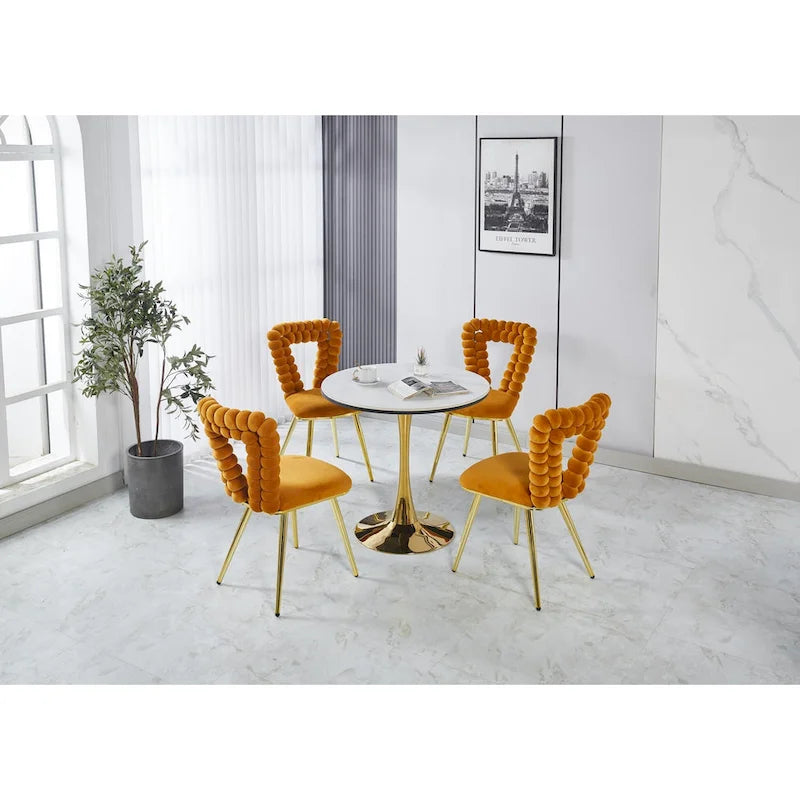 22-Inch Upholstered Accent Chairs with Iron Legs, 2-Piece
