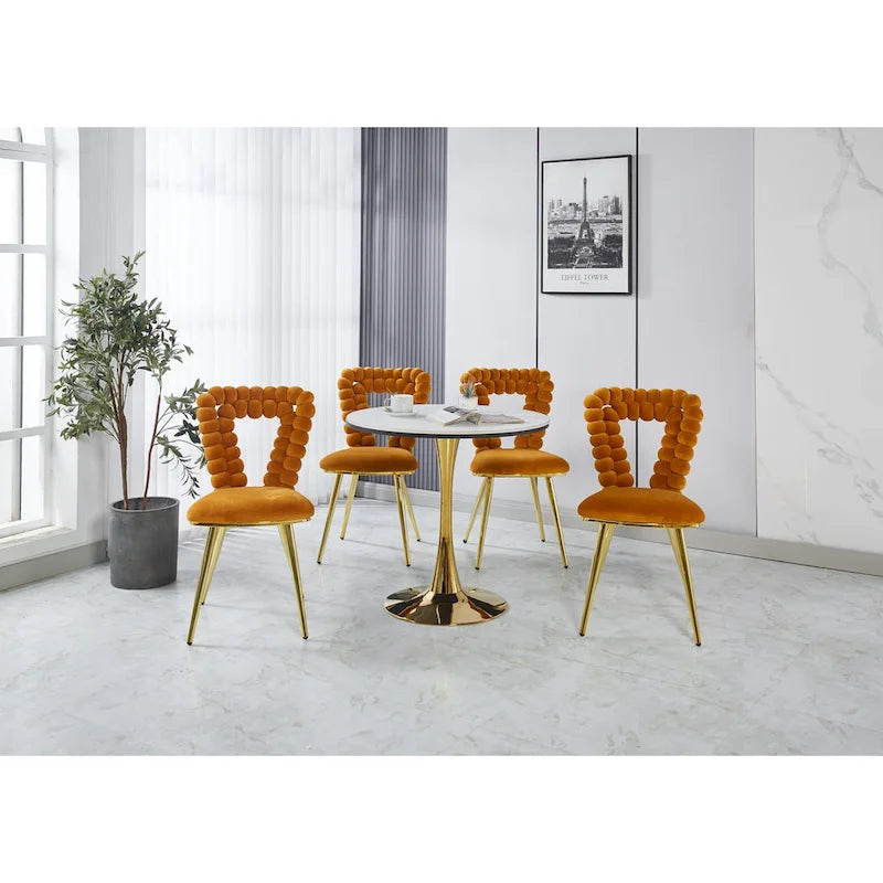 22-Inch Upholstered Accent Chairs with Iron Legs, 2-Piece