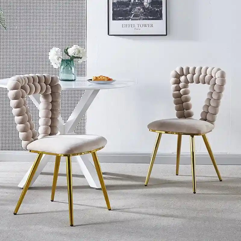 22-Inch Upholstered Accent Chairs with Iron Legs, 2-Piece