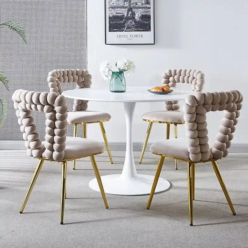 22-Inch Upholstered Accent Chairs with Iron Legs, 2-Piece