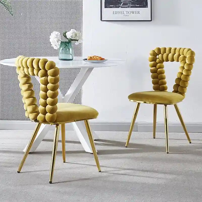 22-Inch Upholstered Accent Chairs with Iron Legs, 2-Piece