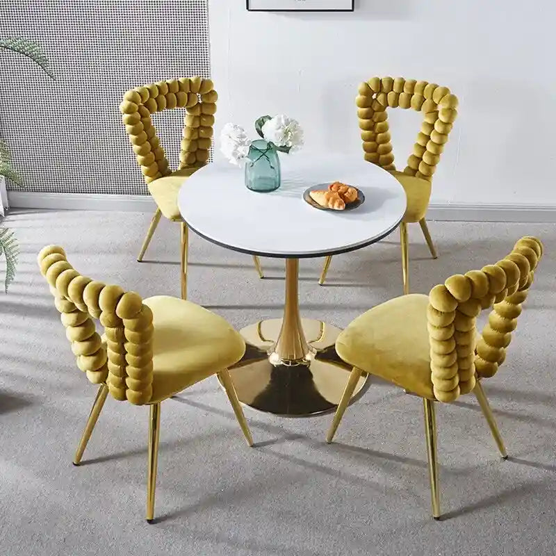 22-Inch Upholstered Accent Chairs with Iron Legs, 2-Piece