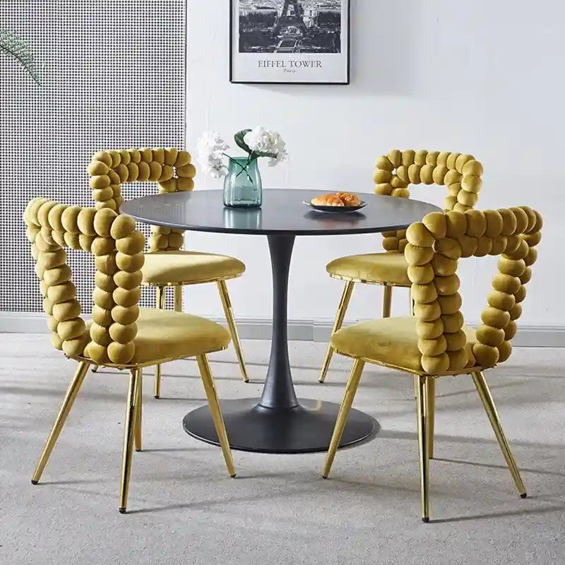 22-Inch Upholstered Accent Chairs with Iron Legs, 2-Piece