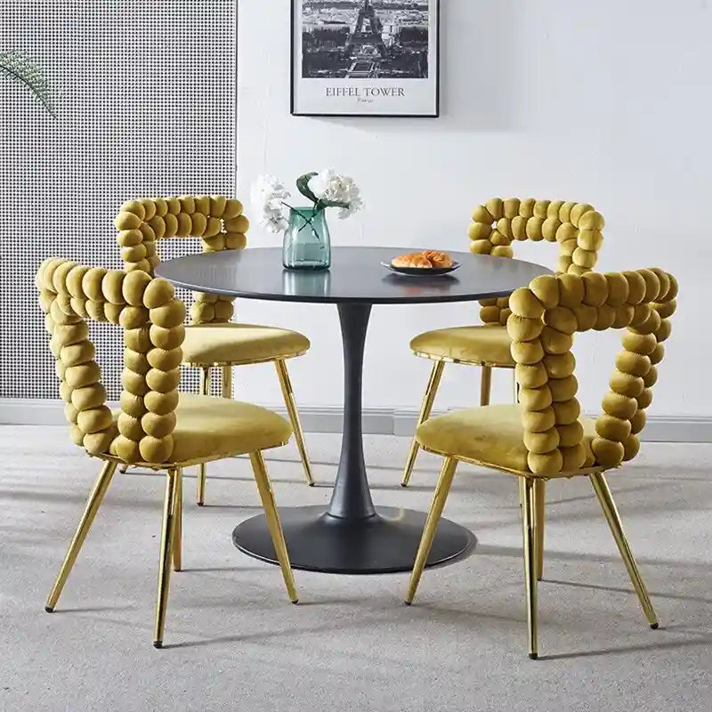 22-Inch Upholstered Accent Chairs with Iron Legs, 2-Piece