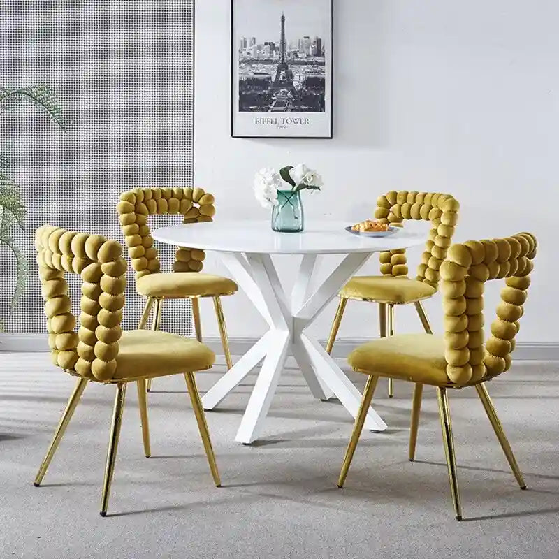 22-Inch Upholstered Accent Chairs with Iron Legs, 2-Piece