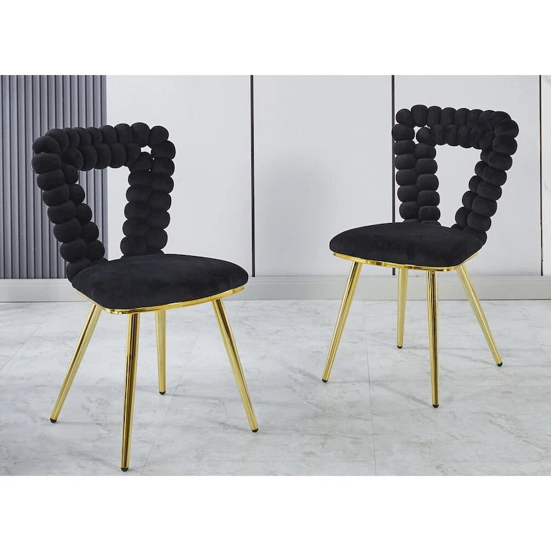 22-Inch Upholstered Accent Chairs with Iron Legs, 2-Piece