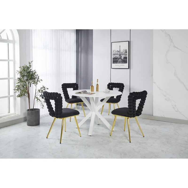 22-Inch Upholstered Accent Chairs with Iron Legs, 2-Piece