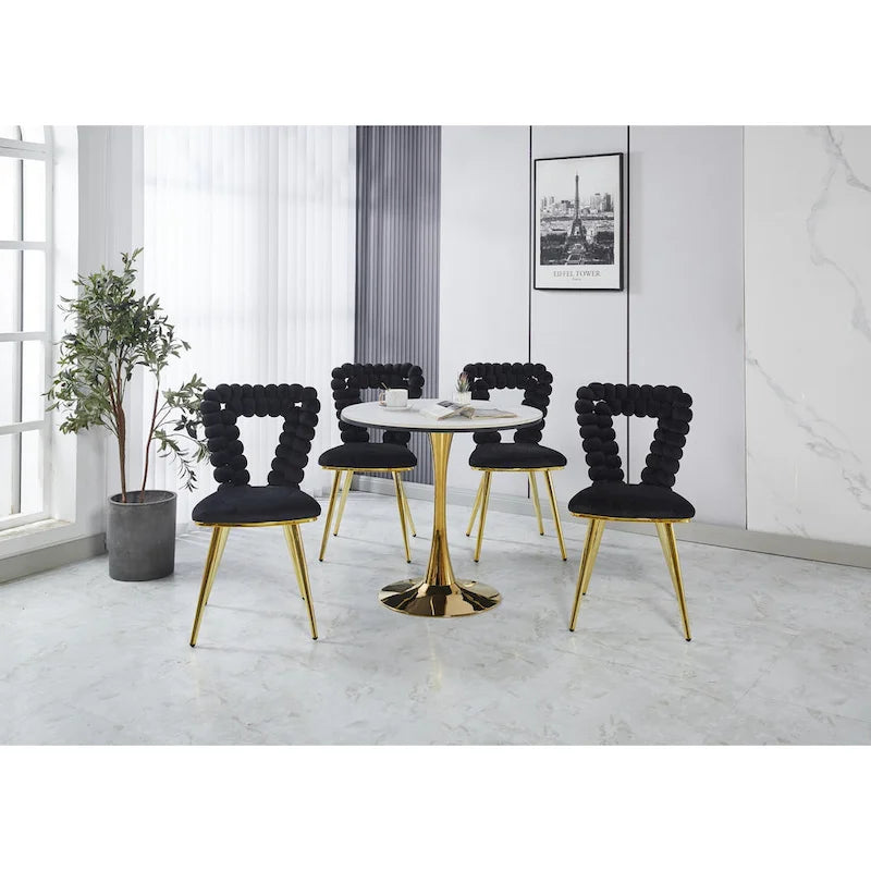 22-Inch Upholstered Accent Chairs with Iron Legs, 2-Piece