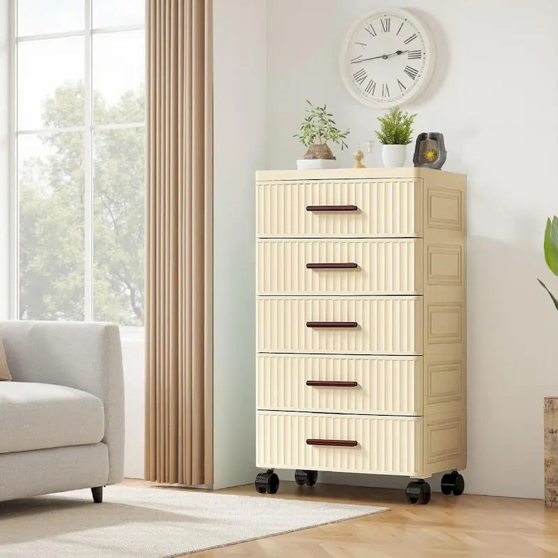 4 or 5 Layers Plastic Drawer Storage Cabinet Bedside Table with Handle
