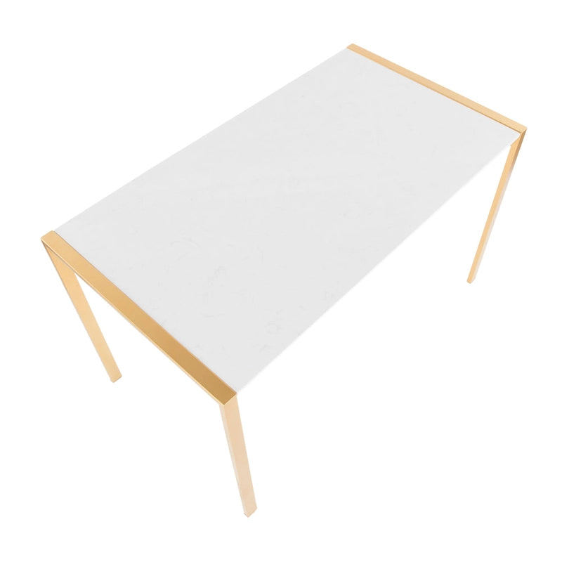 Fuji Contemporary-Glam Gold Dining Table - N/A