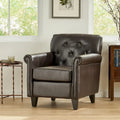 Tufted Brown Bonded Leather Club Chair with Sturdy Frame