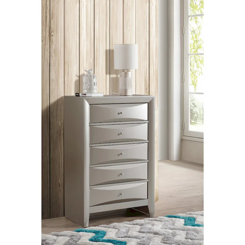 5-Drawer Bedroom Chest with Real Wood Veneer Finish