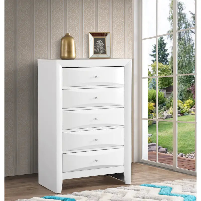 5-Drawer Bedroom Chest with Real Wood Veneer Finish