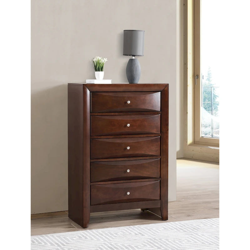 5-Drawer Bedroom Chest with Real Wood Veneer Finish