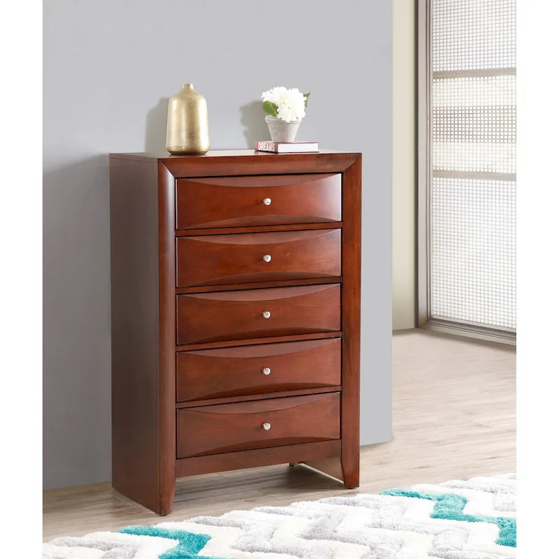 5-Drawer Bedroom Chest with Real Wood Veneer Finish