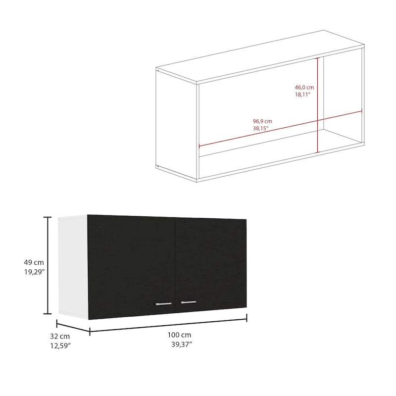 Double Door Wall-Mounted Storage Cabinet for Kitchen, Bathroom or Garage